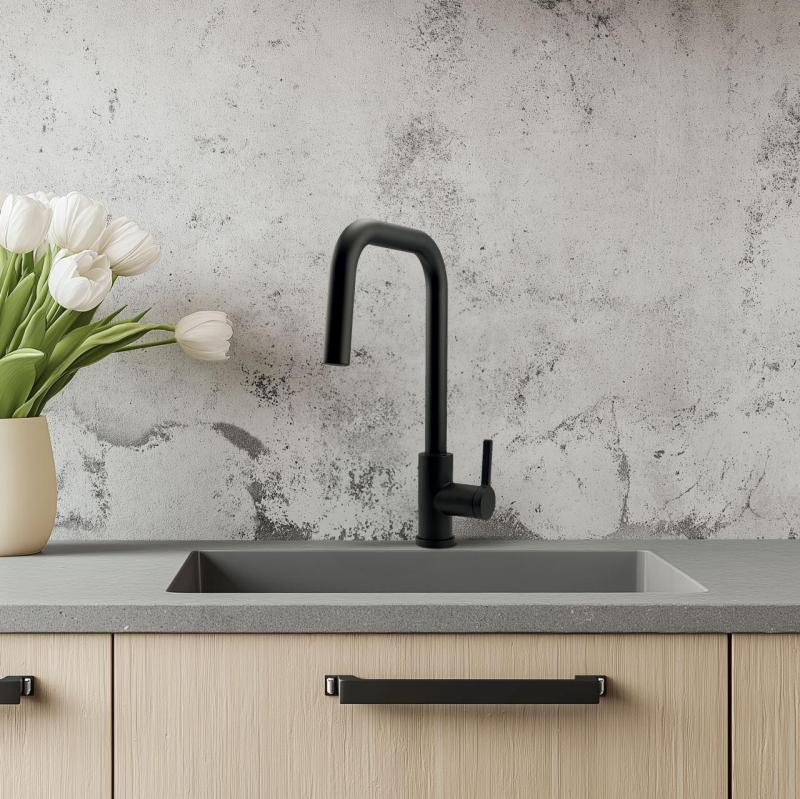 Pure.Sink Elite Steel Crystal-S kitchen faucet Matte Black with pull-out spout PS8050-10