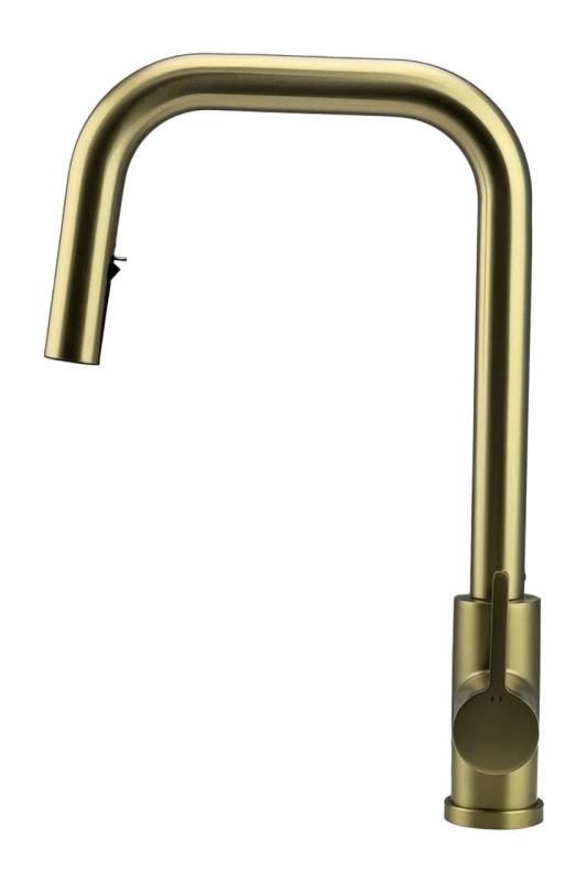 Pure.Sink Elite Steel Crystal-S kitchen faucet PVD brushed gold with pull-out spout PS8050-60