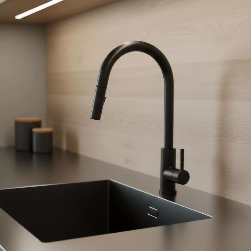 Pure.Sink Elite Steel Stream-S kitchen faucet Matte Black with pull-out spout PS8045-10