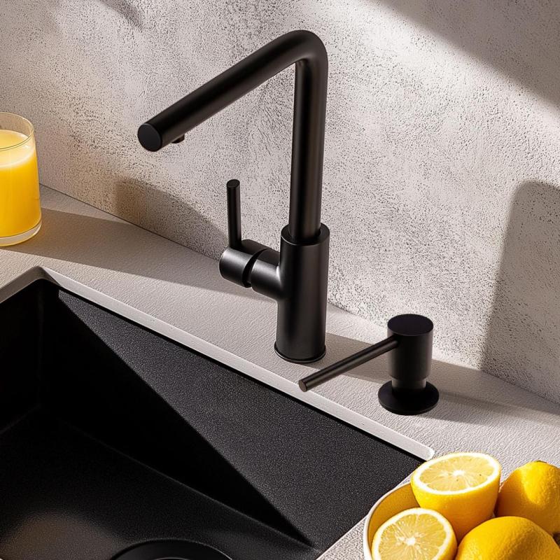 Pure.Sink Elite Steel Shine Built-in Soap Dispenser Matte Black, Refillable from Above PS9010-10