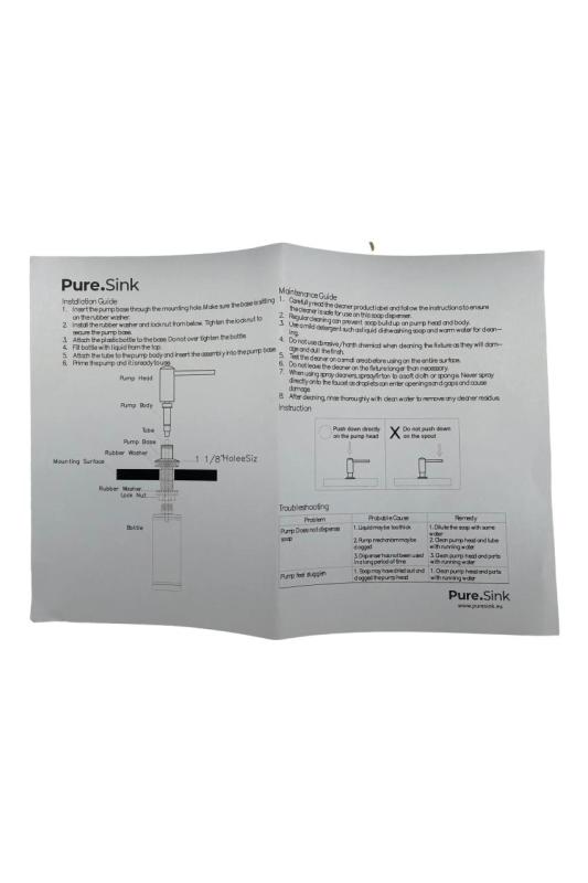 Pure.Sink Elite Steel Shine Built-in Soap Dispenser Matte Black, Refillable from Above PS9010-10