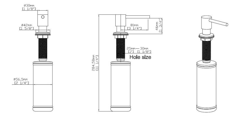 Pure.Sink Elite Steel Shine built-in soap dispenser PVD Gun Metal, refillable from above PS9010-61