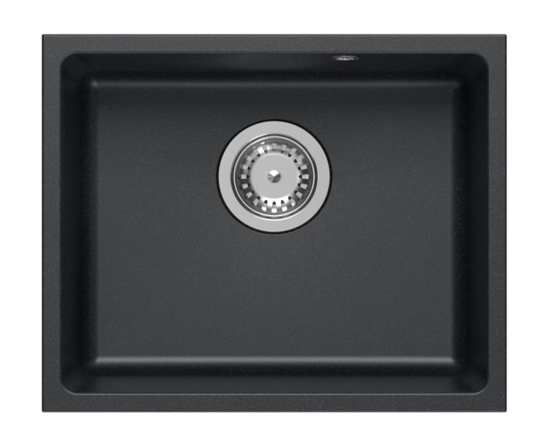 Quadri Elston Anthracite Granite Undermount Sink 420x335mm with Stainless Steel Plug 1208967660