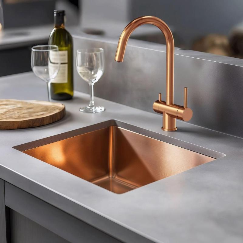 Quadri Leicester Kitchen Faucet PVD Copper 3-way with an extra connection for filtered water 1208967670