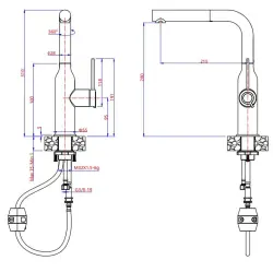 Quadri Stamford Kitchen Mixer Tap Black with PVD Copper Finish and Pull-Out Spout 1208967689