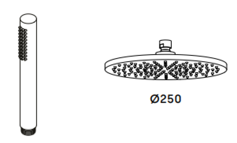 Waterevolution Flow thermostatic shower combination with rain shower stainless steel 250mm T141TN25IE