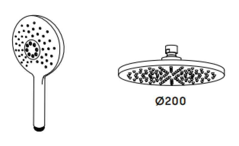 Waterevolution Flow thermostatic shower combination with rain shower matte white 200mm round T141TNRBR