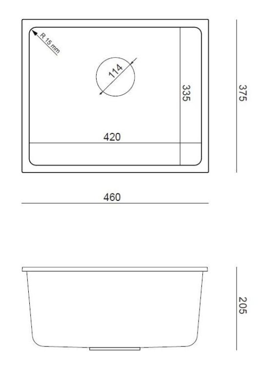 Quadri Elston White Granite Undermount Sink 420x335mm with Stainless Steel Plug 1208967776