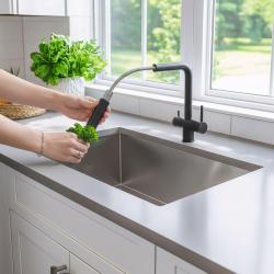 Quadri Ellesmere Kitchen Mixer Tap Black 3-way with an extra connection for filtered water 1208967780