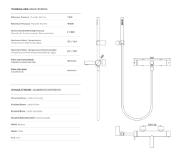 Waterevolution Flow thermostatic two-way shower mixer with hand shower brass T130TNLE