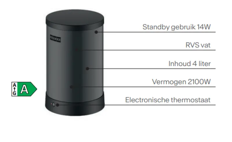 Franke Maris water hub 4L boiler 3-in-1 with Twist mechanical boiling water tap stainless steel with water hub bypass 1208967859