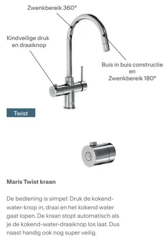 Franke Maris water hub 4L boiler 3-in-1 with Twist mechanical boiling water tap matte black 160.0705.411