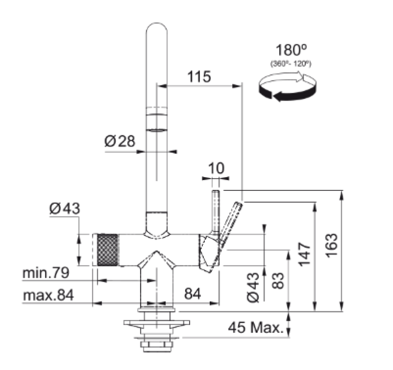 Franke Maris water hub 4L boiler 3-in-1 with Twist mechanical boiling water tap matte black with water hub bypass 1208967862