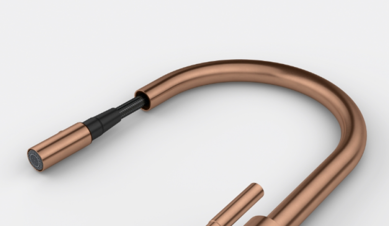 Franke Mythos Masterpiece Kitchen Faucet Copper with J-Spout and Pull-Out Spray - 115.0711.557