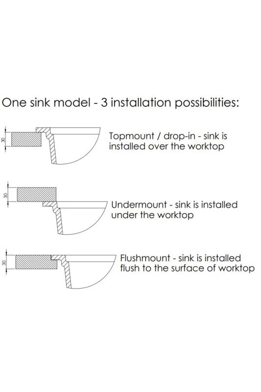 GraniteMy Universal Large White Granite Sink 74x40 cm with Gun Metal Plug - 1208967895