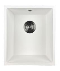GraniteMy Universal White Granite Sink 34x40 cm white top-mount under-mount and flush-mount with gun metal plug 1208967904