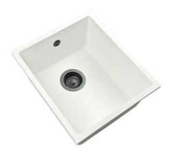 GraniteMy Universal White Granite Sink 34x40 cm white top-mount under-mount and flush-mount with gun metal plug 1208967904