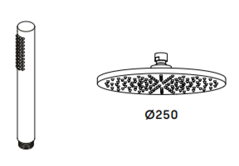 Waterevolution Flow three-way shower mixer with hand and overhead shower copper 250mm T131N25CPE