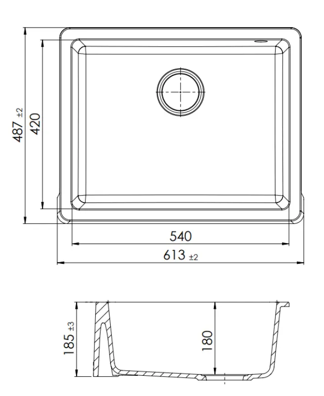GraniteMy Tradition Country Sink Granite Sink 60x48 cm Black Undermount and Flush Mount with Black Plug 1208967936