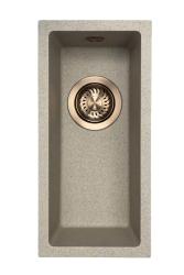 GraniteMy Universal granite beige sand small sink 17x40 cm for top-mount, undermount, and flush-mount installation with copper plug 1208968004