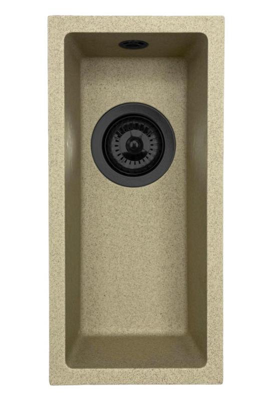 GraniteMy Universal granite beige sand small sink 17x40 cm top mount, undermount, and flush mount with black plug 1208968005