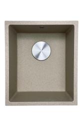 GraniteMy Universal granite beige sand sink 34x40 cm top mount, undermount, and flush mount with stainless steel plug 1208968007