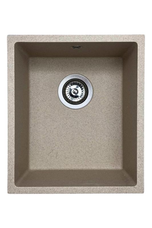 GraniteMy Universal granite beige sand sink 34x40 cm top mount, undermount, and flush mount with stainless steel plug 1208968007