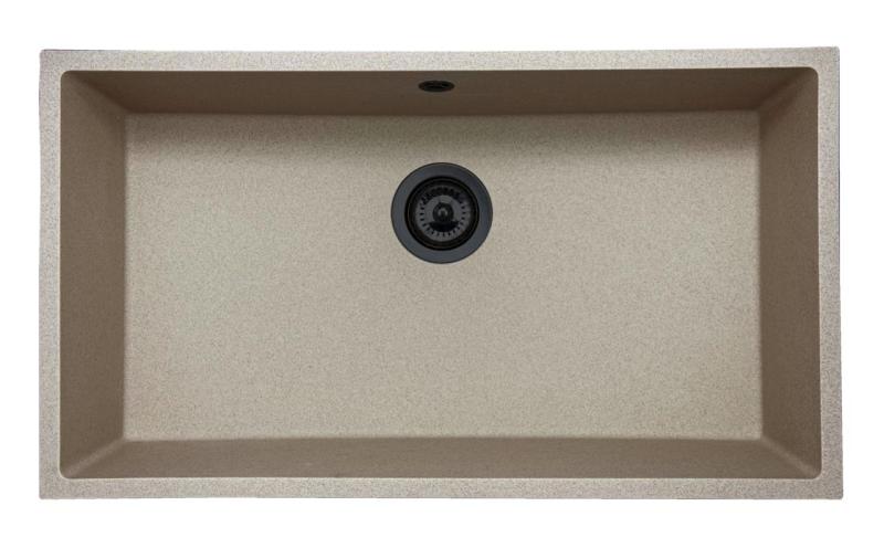 GraniteMy Universal granite beige sand sink 74x40 cm top-mount undermount and flush-mount with black plug 1208968020
