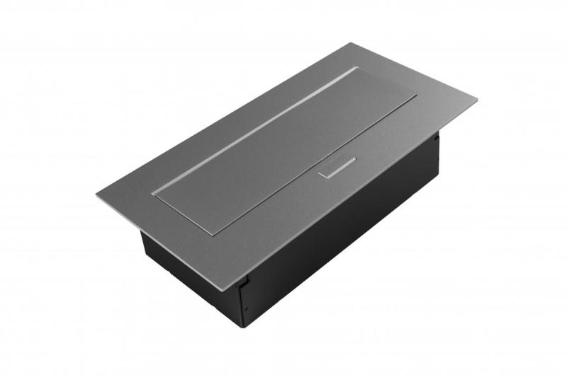 Furniture socket 2x socket with earthing, USB A+C, power cable with plug, alu