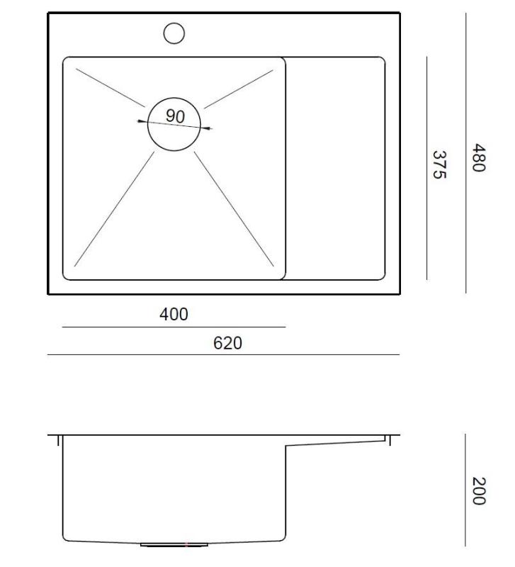 Aquadesign Clara Sink Copper 62x48cm Surface-mounted or Flush-mounted with Draining Rack, Tap Hole Bank, and Copper Plug - 1208969503