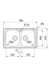 Franke Spark SKX 620-86 Double Stainless Steel Sink with Tap Hole Top-Mount 86x50cm 101.0714.440