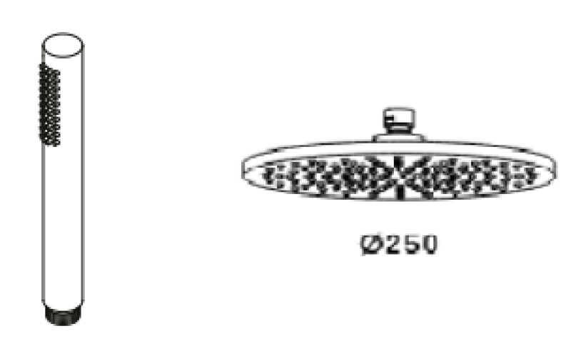 WaterEvolution Flow thermostatic three-way shower mixer with hand and overhead shower black 250mm T131TN25PR