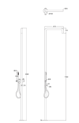 Waterevolution Flow shower column with mixer tap and hand shower Light Gold T147WGE