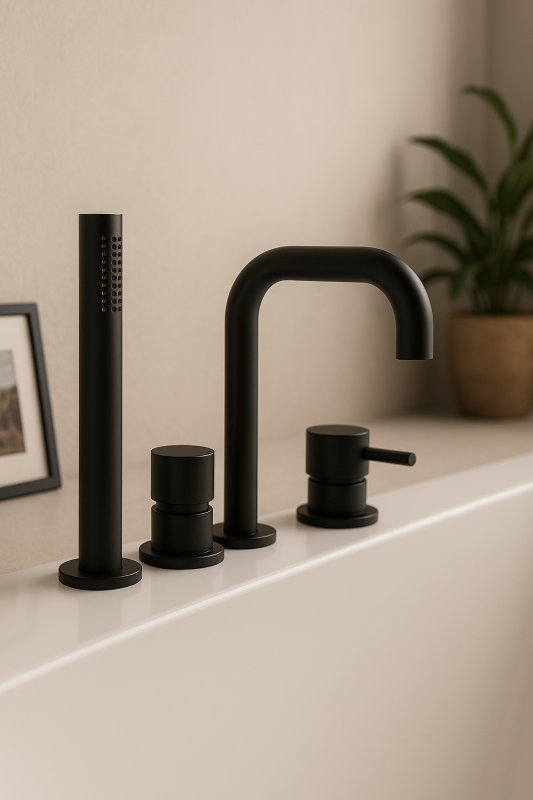 Waterevolution Flow 4-hole Bath Faucet for Rim Mounting Black H T138HPR