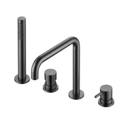 Waterevolution Flow 4-hole Bath Faucet for Rim Mounting fully PVD Gun Metal H T138HGME