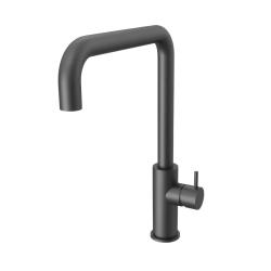 Waterevolution Flow kitchen mixer tap with angled swivel spout gun metal T158HGME