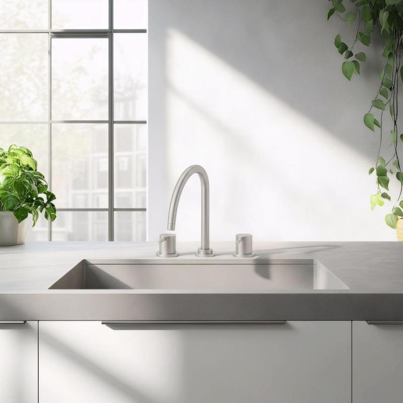 Waterevolution Flow 3-hole kitchen mixer tap with swivel spout and filtered water connection stainless steel T152UIE