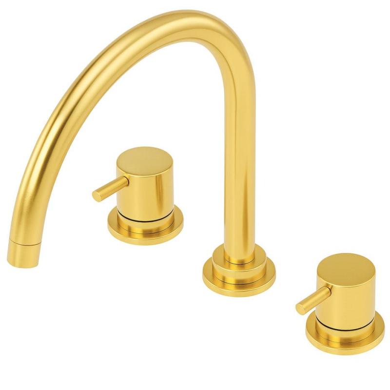 WaterEvolution Flow 3-hole kitchen mixer tap with swivel spout and filtered water connection in light gold T152UWGE