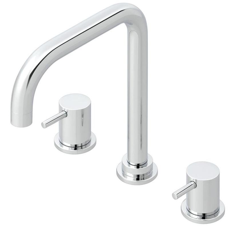Waterevolution Flow 3-hole angled kitchen mixer tap with swivel spout and filtered water connection chrome T152H01