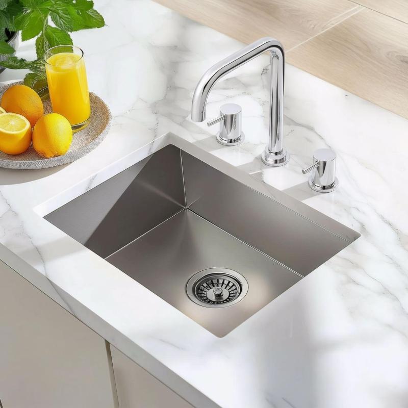 Waterevolution Flow 3-hole angled kitchen mixer tap with swivel spout and filtered water connection chrome T152H01