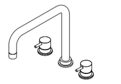 Waterevolution Flow 3-hole angled kitchen faucet with swivel spout and filtered water connection brass T152HLE