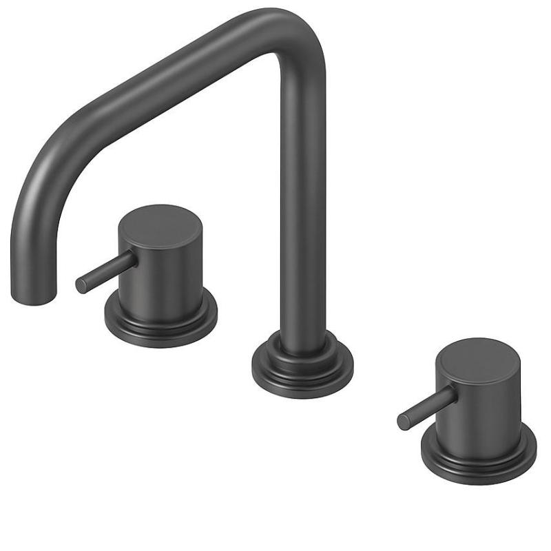 Waterevolution Flow 3-hole angled kitchen mixer tap with swivel spout and filtered water connection gun metal T152HGME