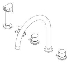 Waterevolution Flow 5-hole kitchen mixer tap with pull-out sprayer and filtered water connection chrome T154U01