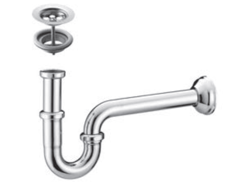 PB Unix P metal pipe siphon including 1 1/4 drain chrome 1208969777