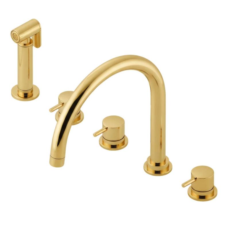 Waterevolution Flow 5-hole kitchen mixer tap with pull-out spray and filtered water connection brass T154ULE