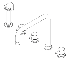 Waterevolution Flow 5-hole angled kitchen mixer tap with pull-out spray and filtered water connection stainless steel T154HIE