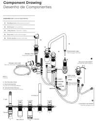 Waterevolution Flow 5-hole angled kitchen mixer tap with pull-out spray and filtered water connection brass T154HLE