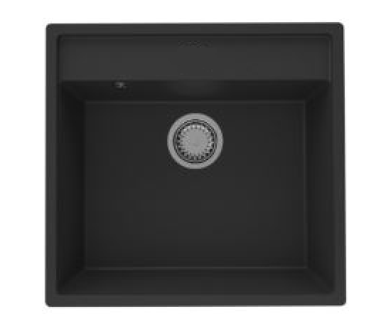 GraniteMy Bremen Granite Sink 53x50 cm Black - Surface Mount, Undermount and Flush Mount with Faucet Hole and Gun Metal Plug 1208969971