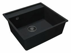 GraniteMy Bremen Granite Sink 53x50 cm Black - Surface Mount, Undermount and Flush Mount with Faucet Hole and Gun Metal Plug 1208969971