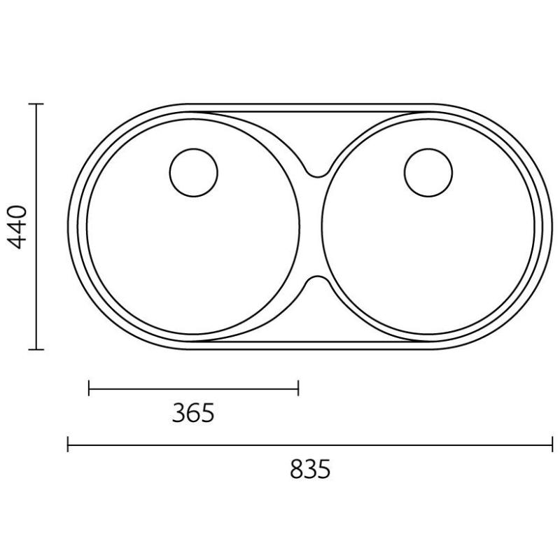 Banka Andalucia Stainless Steel Double Sink 835 x 440 cm Surface-Mount and Flush-Mount 1208970050